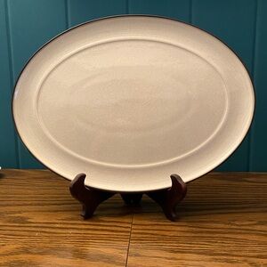 14.5” Denby Serving Platter Plate Stoneware Pottery Beige Brown